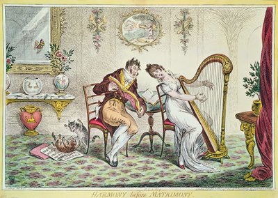 Armonia prima del matrimonio, 1805 (incisione a colori) da James Gillray