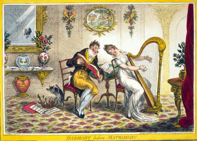 Armonia prima del matrimonio, pub. Hannah Humphrey, 25 ottobre 1805 da James Gillray