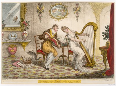 Armonia prima del matrimonio, pubblicato 1805 da James Gillray