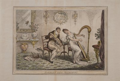 Armonia prima del Matrimonio, pubblicato da Hannah Humphrey, 1805 da James Gillray