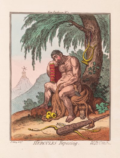 Ercole che riposa, pub. 1799 da James Gillray