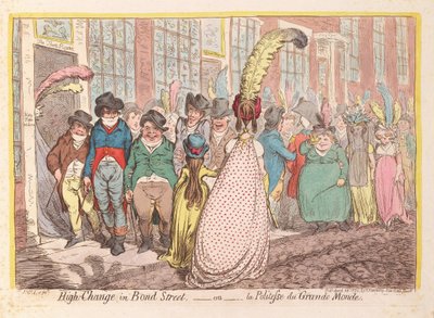 Grande cambiamento in Bond Street, ou la Politesse de Grande Monde, pub. 1796 da James Gillray