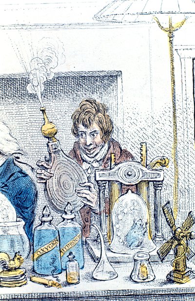 Humphry Davy, chimico e inventore britannico da James Gillray