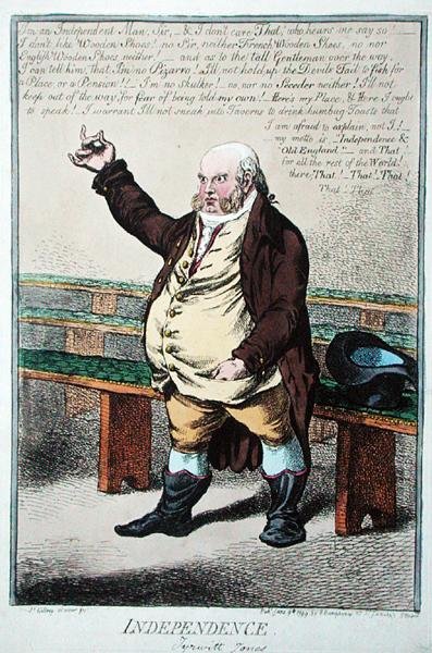 Indipendenza, o Tyrwhitt Jones, pubblicato da Hannah Humphrey nel 1799 da James Gillray