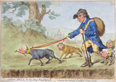 John Bull e il suo cane Faithful, pubblicato da Hannah Humphrey nel 1796 da James Gillray
