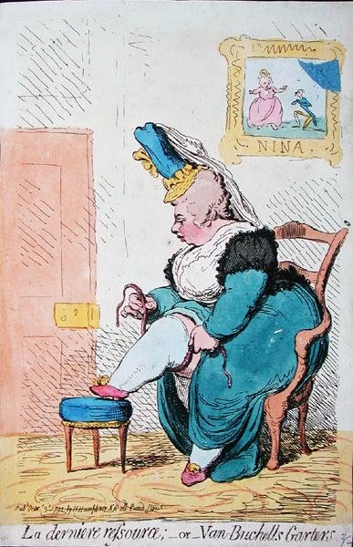 La Derniere Resource, o le giarrettiere di Van Buchell, pubblicato da Hannah Humphrey nel 1791 da James Gillray
