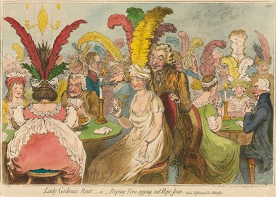 La festa di Lady Godina, o Peeping-Tom che spia Pope-Joan, 1796 da James Gillray