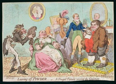 Abbandonare la Polvere, o Una Famiglia Frugale che Risparmia la Guinea, pubblicato da Hannah Humphrey nel 1795 da James Gillray