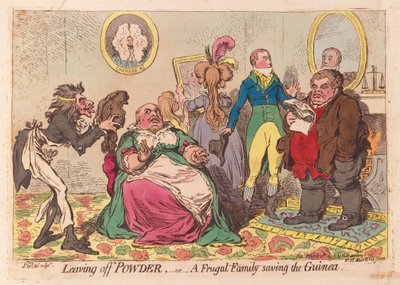 Smettere di usare la polvere, o una famiglia frugale che risparmia la Guinea da James Gillray
