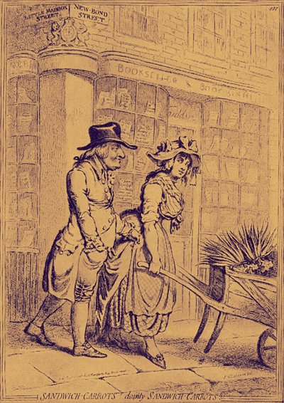 Lord Sandwich che presta attenzione a una venditrice di fiori da James Gillray