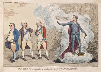 Malagrida e cospiratori, consultando il fantasma di Oliver Cromwell da James Gillray