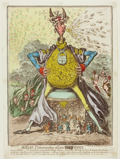 Mida, che trasforma tutto in carta da James Gillray