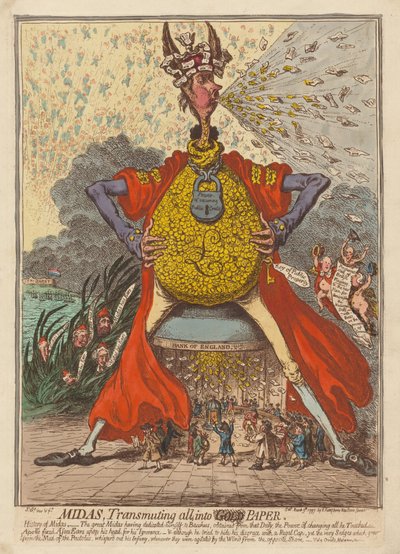 Mida, che trasforma tutto in carta da James Gillray