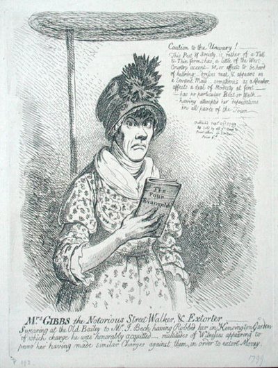 Mrs Gibbs, la famigerata passeggiatrice e estorsore da James Gillray