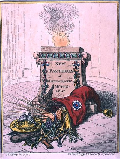 Nuovo Pantheon della Mitologia Democratica, pubblicato da Hannah Humphrey nel 1799 da James Gillray
