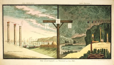 Vecchia Inghilterra, Nuova Francia, Il Contrasto, pubblicato da Hannah Humphrey, 1796 da James Gillray