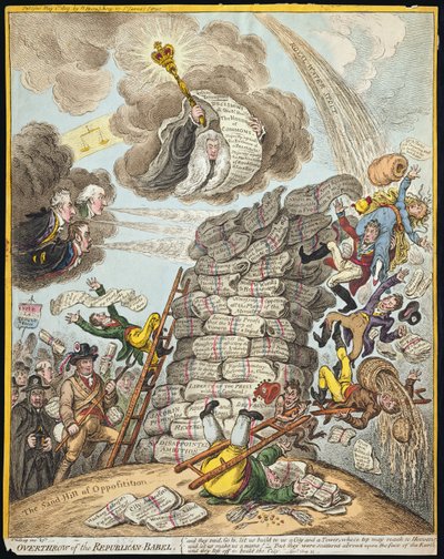 Rovesciamento della Babel repubblicana, pubblicato da Hannah Humphrey nel 1809 da James Gillray
