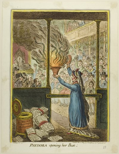 Pandora apre il suo vaso da James Gillray