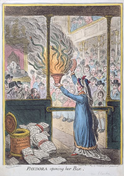 Pandora apre la sua scatola, pubblicato da Hannah Humphrey, 1809 da James Gillray