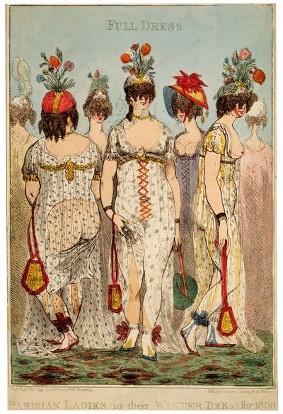 Signore Parigine nel loro Abbigliamento Invernale Completo per il 1800, 1799 da James Gillray