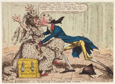 Ravishment politico, o la vecchia signora di Threadneedle Street in pericolo!, 1797 da James Gillray