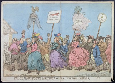 Processione alle urne dopo una campagna elettorale di successo, pubblicata da G. Humphrey nel 1784 da James Gillray