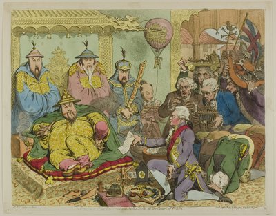 Ricevimento del diplomatico e del suo seguito alla corte di Pechino da James Gillray