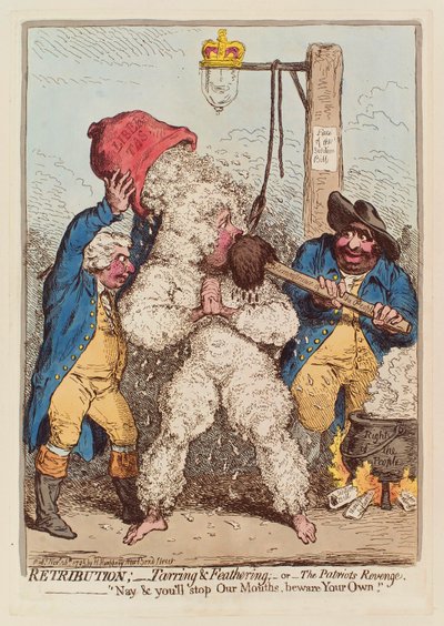 Retribuzione: Incatramatura e piumaggio, o La vendetta del patriota, pub. 1795 da James Gillray