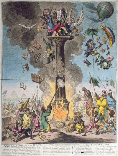 Assedio della Colonna di Pompeo, o Scienza alla gogna, pubblicato da H. Humphrey nel 1799 da James Gillray