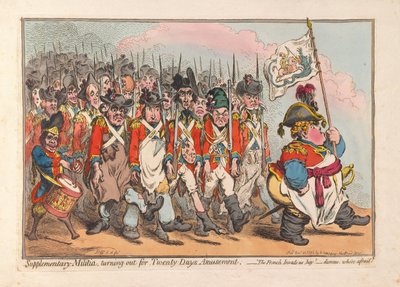 Milizia supplementare, in uscita per venti giorni di divertimento, pub. 1796 da James Gillray