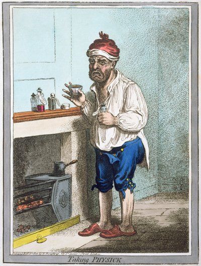 Prendere la medicina, pubblicato da Hannah Humphrey nel 1800 da James Gillray