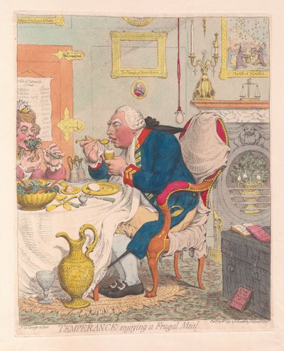 Temperanza che gode di un pasto frugale da James Gillray