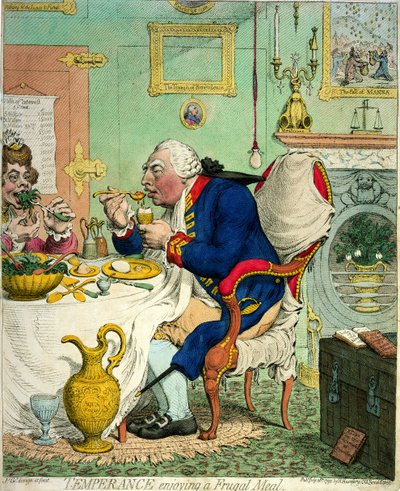 Temperanza che gode di un pasto frugale, pubblicato da Hannah Humphrey, 1792 da James Gillray
