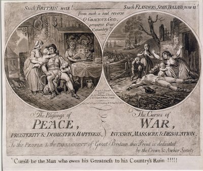 Le benedizioni della pace e le maledizioni della guerra, pubblicato da Hannah Humphrey nel 1795 da James Gillray