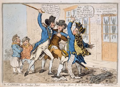 La bastonatura in Conduit Street, pubblicato da Hannah Humphrey, 1796 da James Gillray