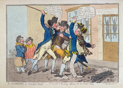 La bastonatura in Conduit Street, pubblicato da Hannah Humphrey nel 1796 da James Gillray