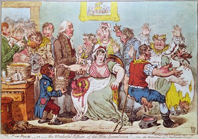 Il vaiolo bovino o i meravigliosi effetti della nuova inoculazione, pubblicato da H.Humphrey, 1809 da James Gillray