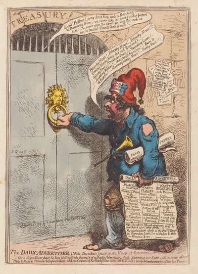 Il Daily Advertiser, pub. 1797 da James Gillray