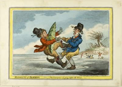 Gli elementi del pattinaggio: La conseguenza di andare davanti al vento da James Gillray