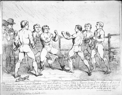 La famosa battaglia tra Richard Humphreys e Daniel Mendoza, 9 gennaio 1788 da James Gillray