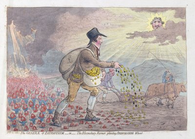 Il generale del patriottismo, o il contadino di Bloomsbury che pianta grano del Bedfordshire da James Gillray