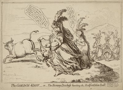 Il Nodo Gordiano o La Duchessa Cacciatrice del Toro del Bedfordshire, pubblicato il 29 aprile 1797 (incisione su carta vergata) da James Gillray