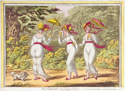 Le Grazie in un forte vento, una scena presa dalla natura nei Kensington Gardens, pub. da Hannah Humphrey, 1810 da James Gillray