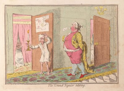 Il Gran Signore che si ritira, pub. 1796 da James Gillray