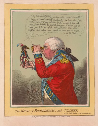 Il re di Brobdingnag e Gulliver, pub. 1803 da James Gillray