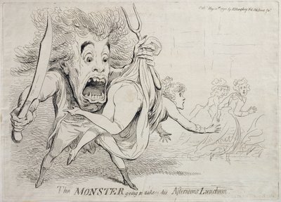 Il mostro che va a prendere il suo pranzo pomeridiano, pubblicato da Hannah Humphrey nel 1790 da James Gillray