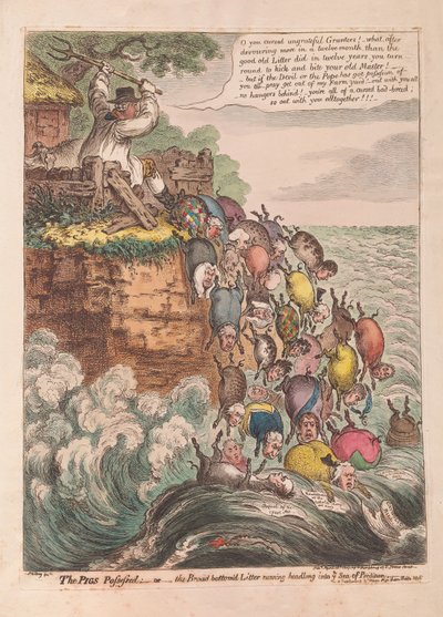 I maiali posseduti: o la cucciolata a fondo largo che corre a capofitto nel mare della perdizione, pub. 1807 da James Gillray