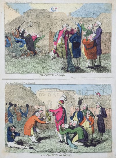 Il principe al pascolo e Il principe nel trifoglio, pubblicato da S.W. Fores nel 1787 da James Gillray