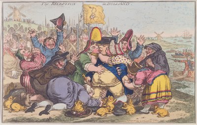 La ricezione in Olanda, pubblicata da Hannah Humphrey nel 1799 (incisione colorata a mano) da James Gillray