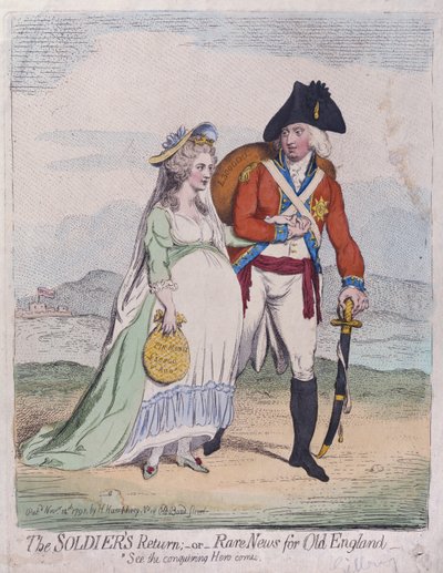 Il ritorno dei soldati, o Rare notizie per la vecchia Inghilterra, pubblicato da Hannah Humphrey nel 1791 da James Gillray